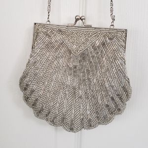 Beaded Silver Clutch